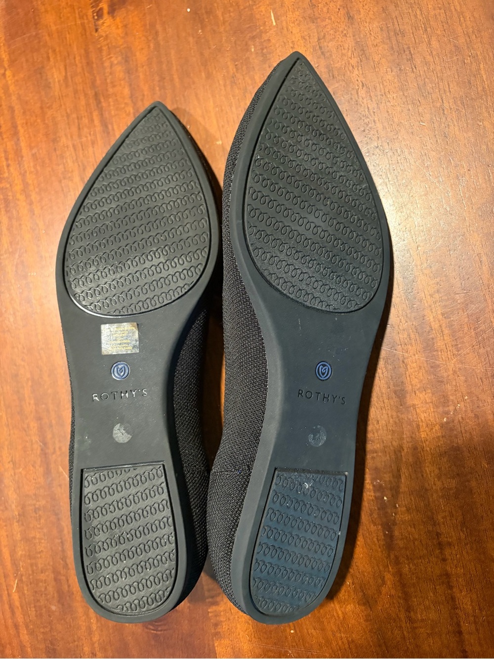 Rothy's Women's The Point II Black Knit Flats with Blue Trim - Picture 2 of 6
